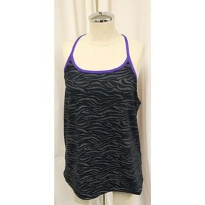 Fabletics Built in Bra Sports Bra Tank XS Black and Purple